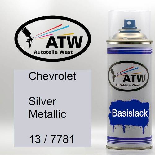 Chevrolet, Silver Metallic, 13 / 7781: 400ml Sprühdose, von ATW Autoteile West.